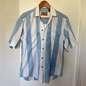 LizWear Blue and White Striped Button-Down Shirt Men